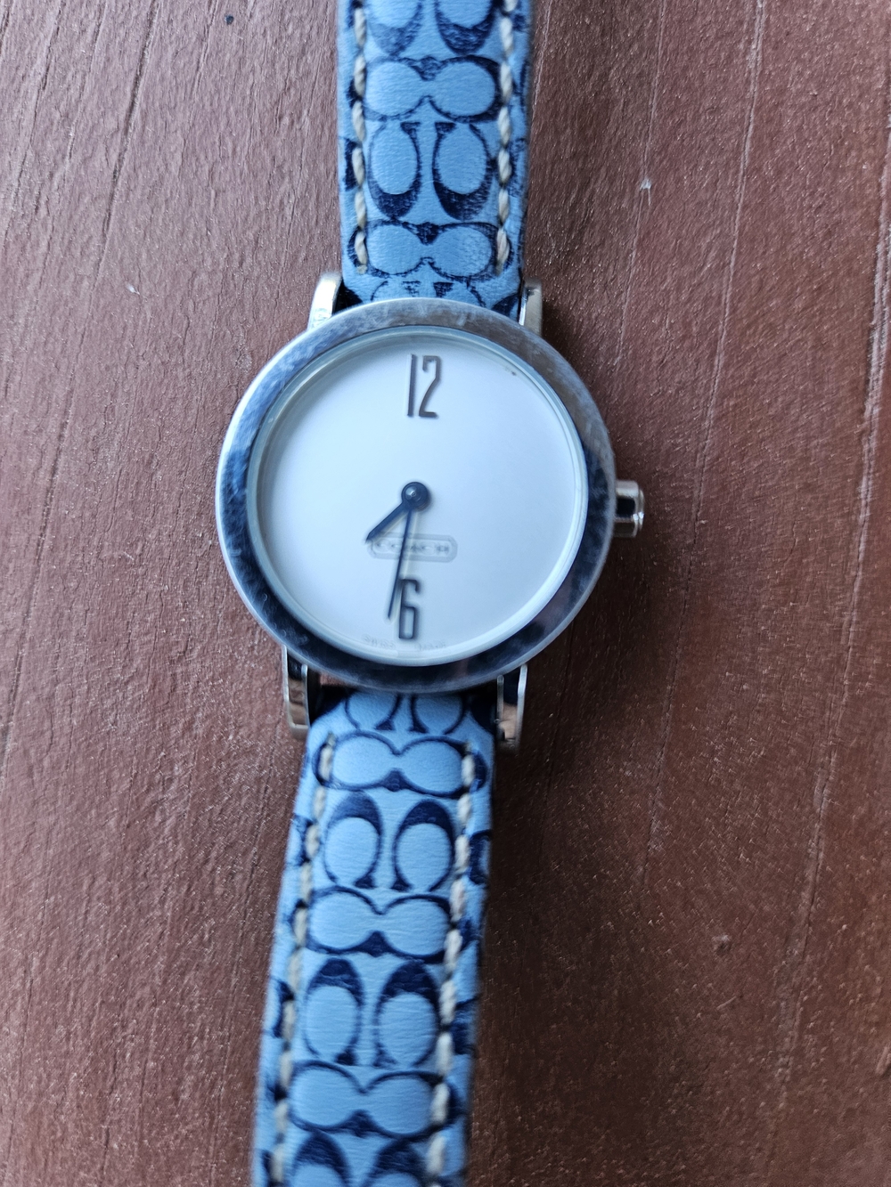 Vintage Coach Watch Silver with Blue Band New Battery